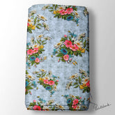 Powder Blue 3D Texture Bunch Floral Digital Printed Fabric For Dress Material